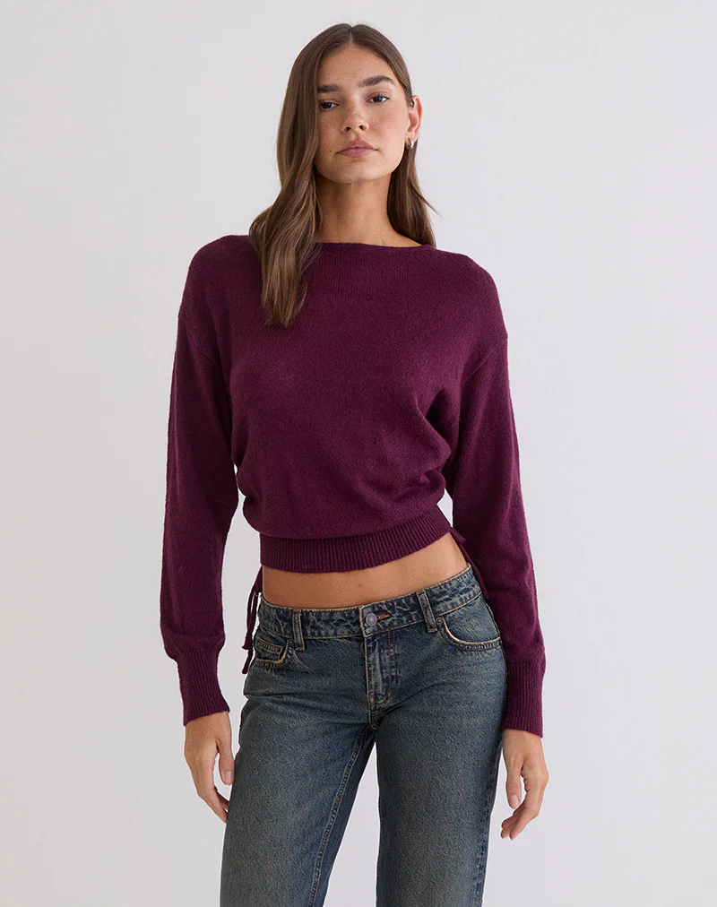 Grisha Long Sleeve Knit Top in Plum