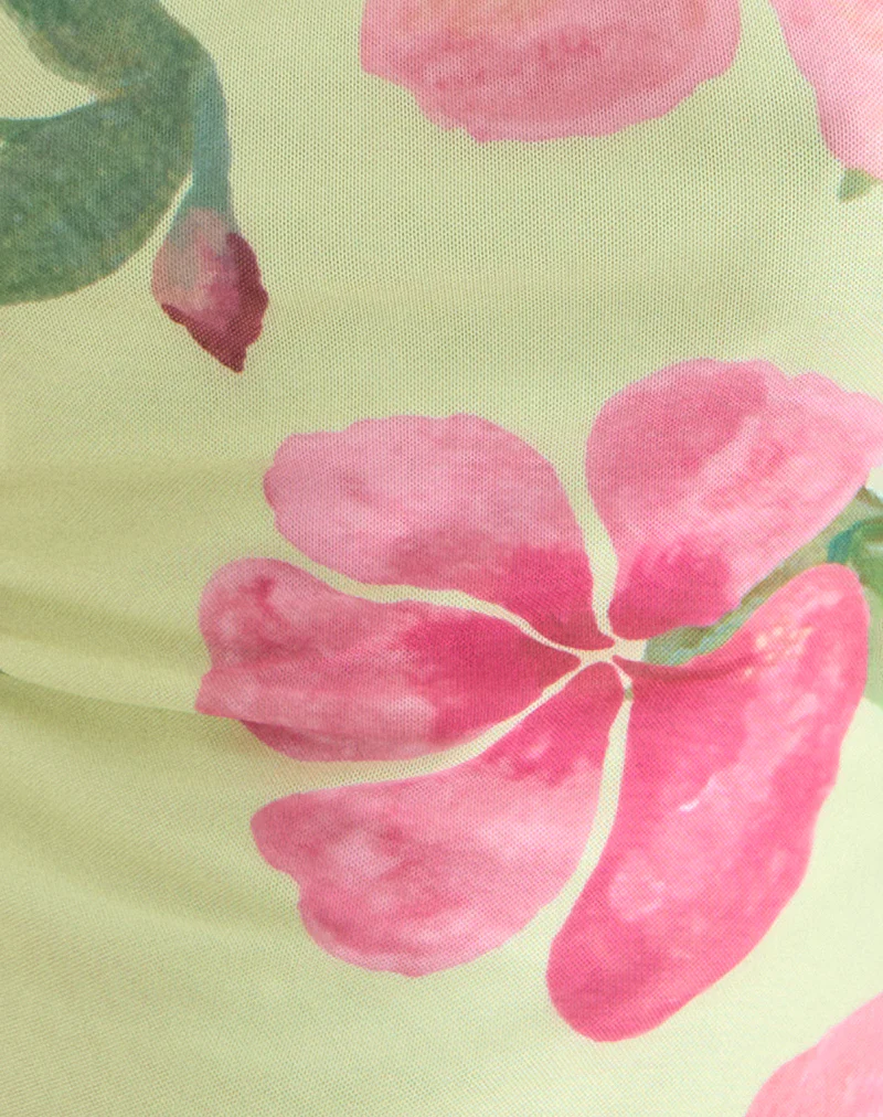 Jefita Cami Top in Watercolour Hibiscus Yellow