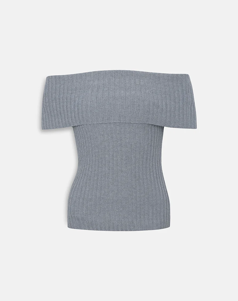 Fahari Foldover Top in Rib Knit Grey