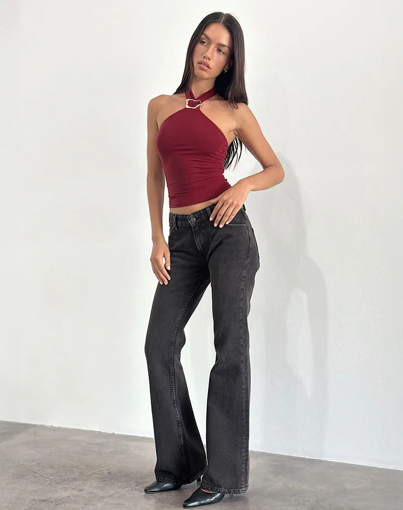 Lorie Halter Top in Cupro Dark Red