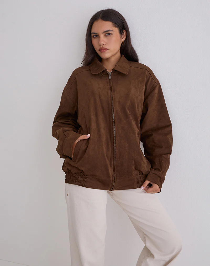 Cavita Jacket in Faux Suede Brown