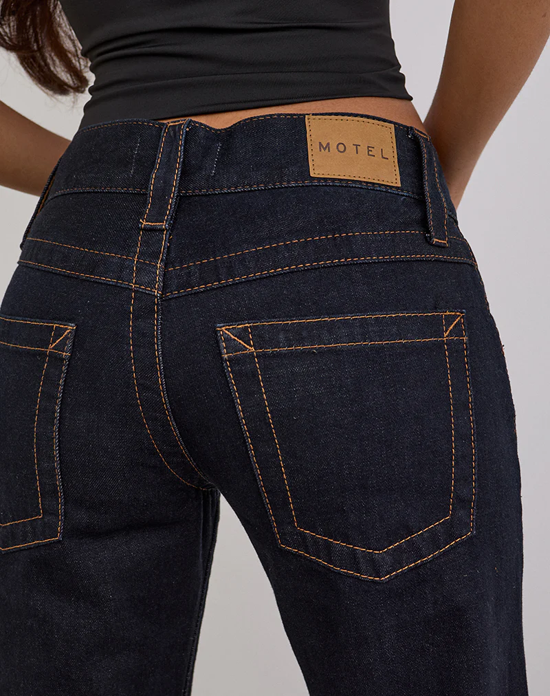 Low Rise Twisted Seam Jeans in Indigo
