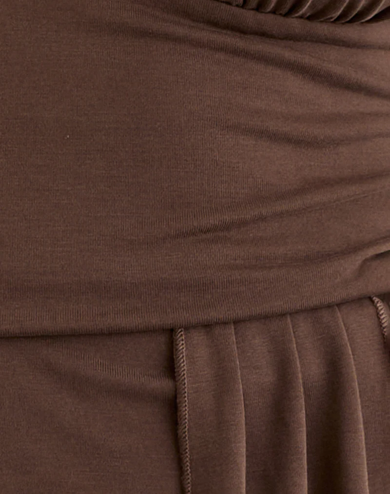 Prilla Halterneck Top in Cupro Dark Brown