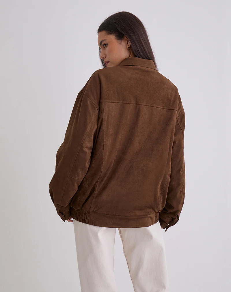 Cavita Jacket in Faux Suede Brown