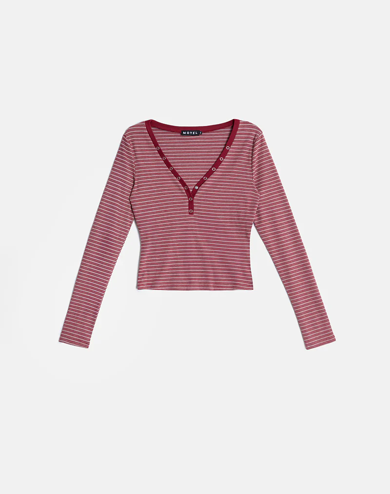 Yusi Long Sleeve Top in Burgundy Stripe