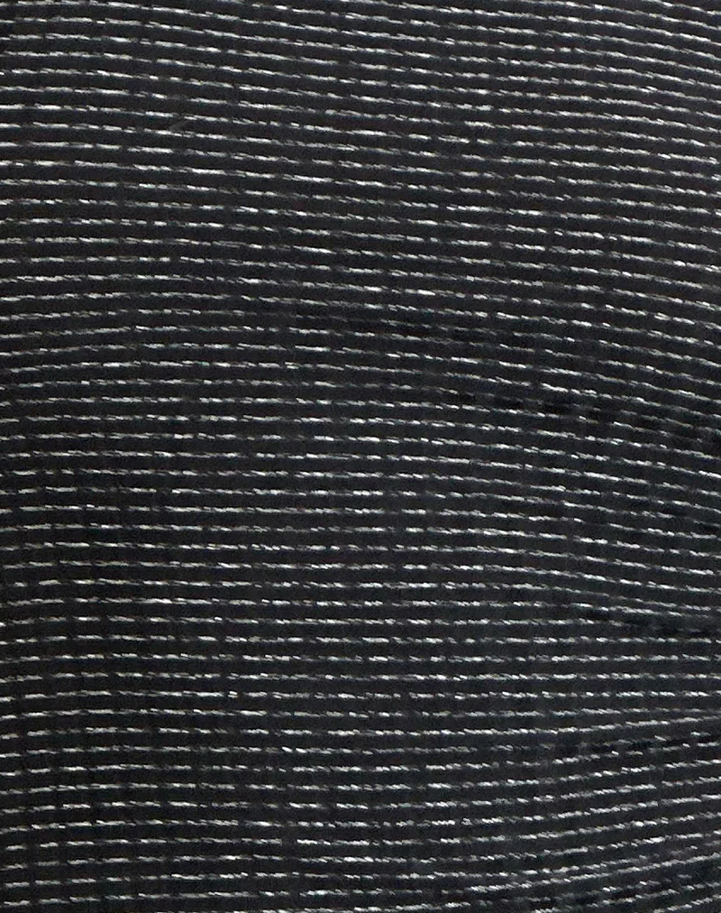 Etta Vest Top in Metallic Stripe Jersey Black