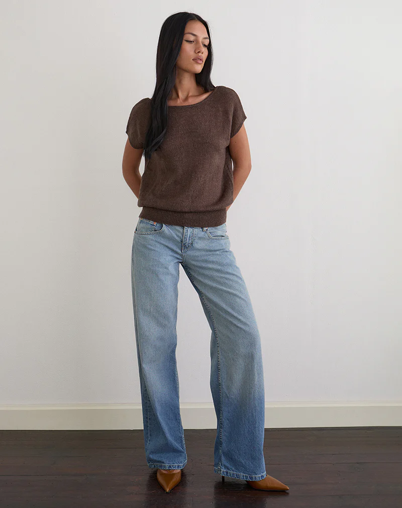 Sinda Scoopback Top in Knit Dark Chocolate