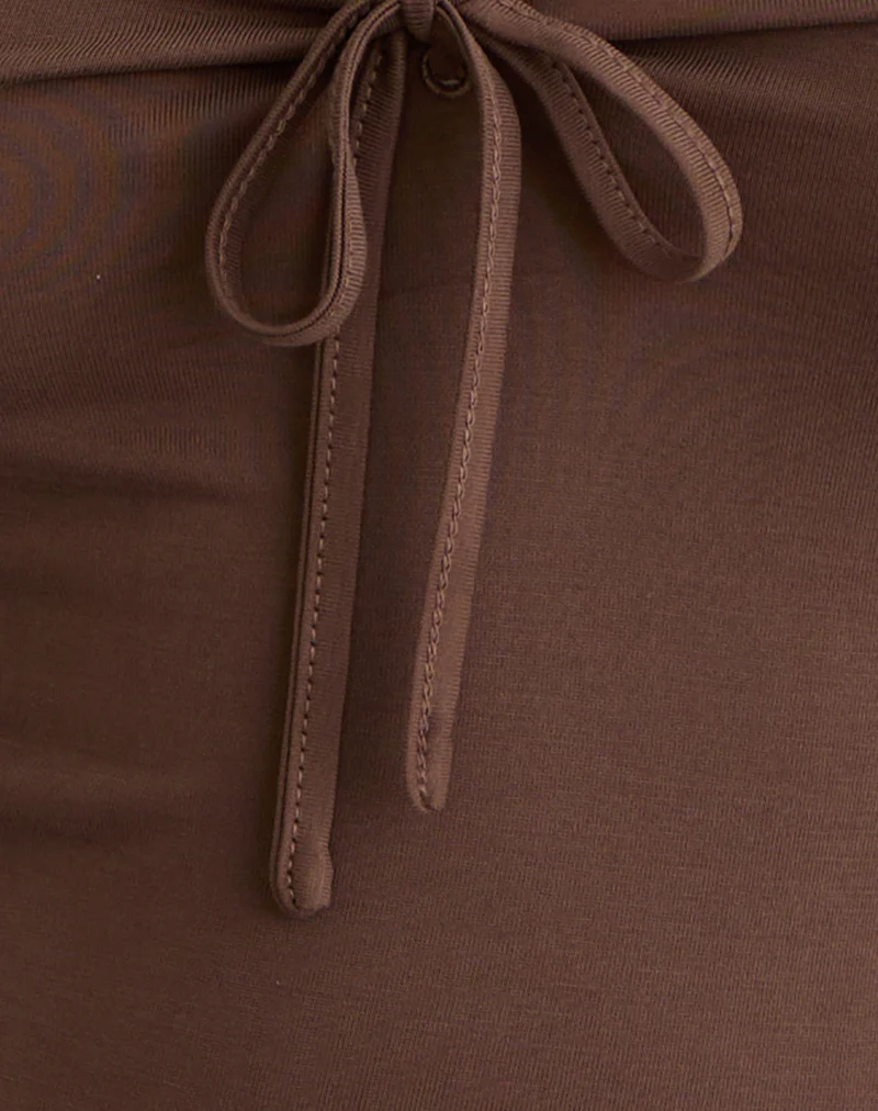 Saiba Cap Sleeve Top in Cupro Dark Brown