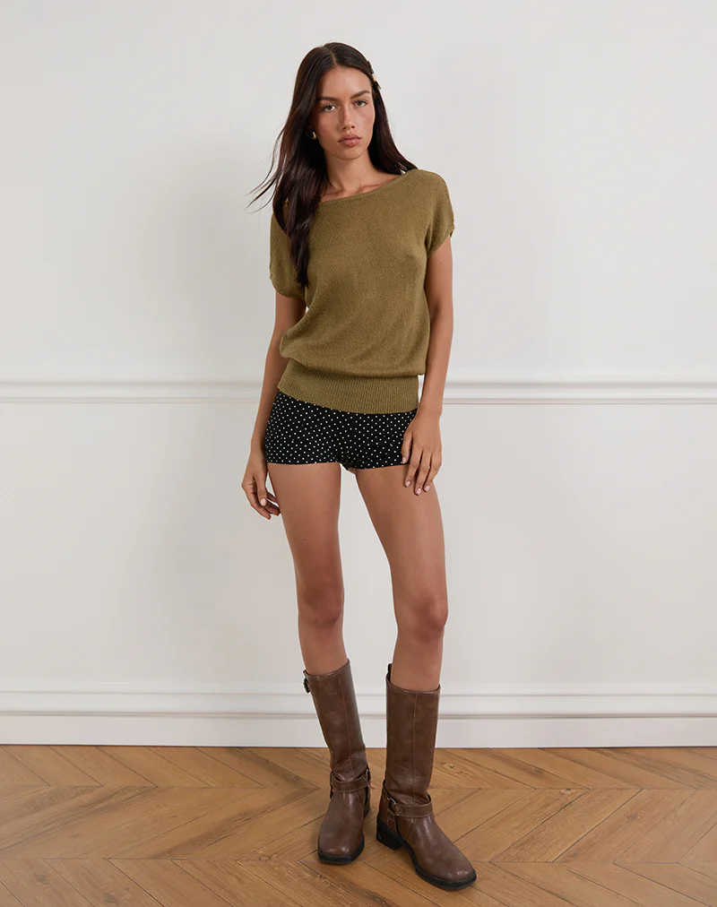 Sinda Scoopback Top in Knit Olive