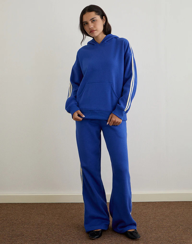 Lingwu Hoodie in Cobalt Blue with Buttermilk Binding