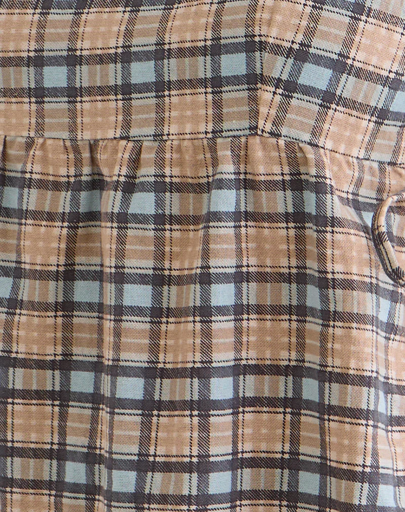 Palsi Loose Sleeveless Top in Pastel Blue Tartan