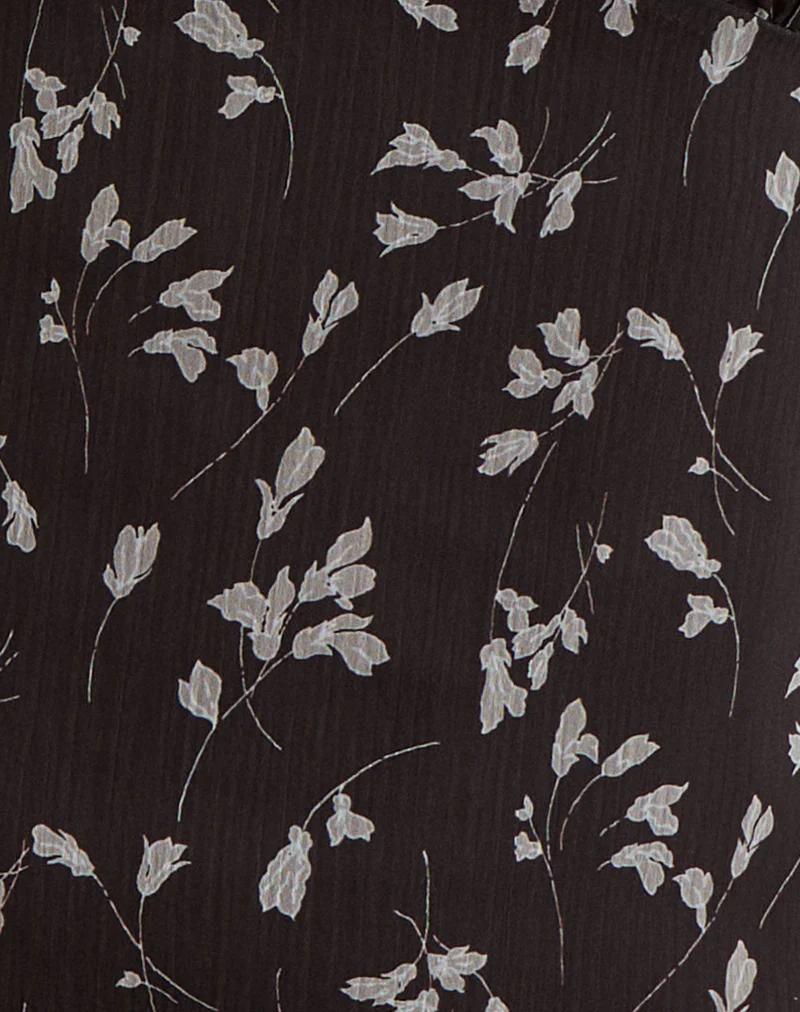 Asali Top in Flower Chiffon Brown