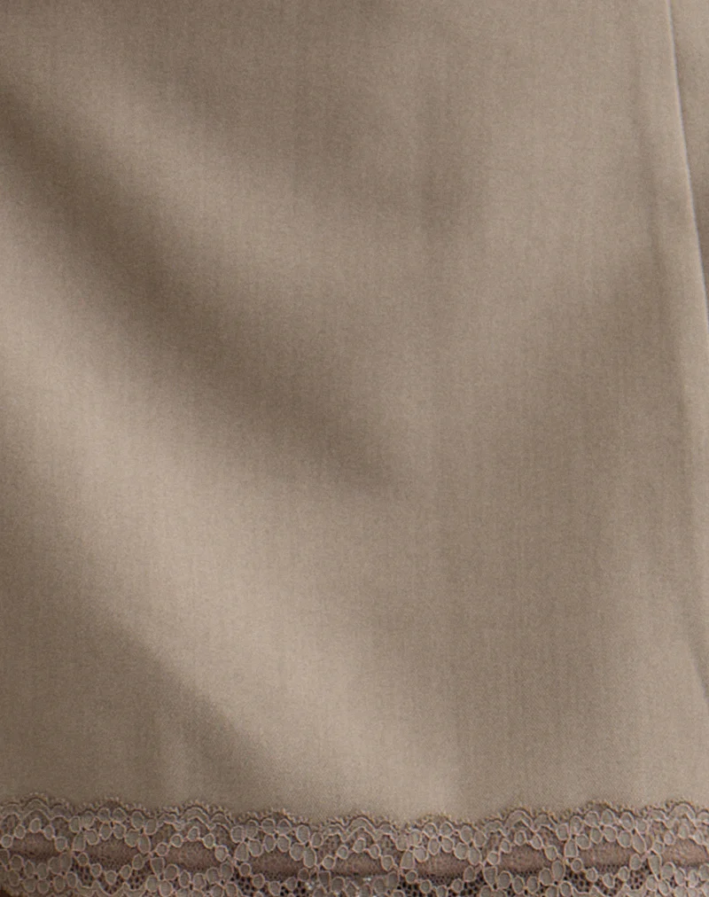 Minya Mini Skrt with Lace Trim in Taupe