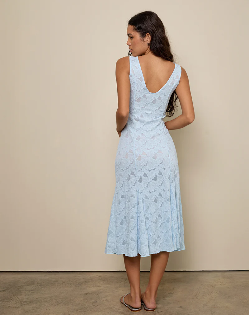 Valea Midi Dress in Zinnia Lace Blue