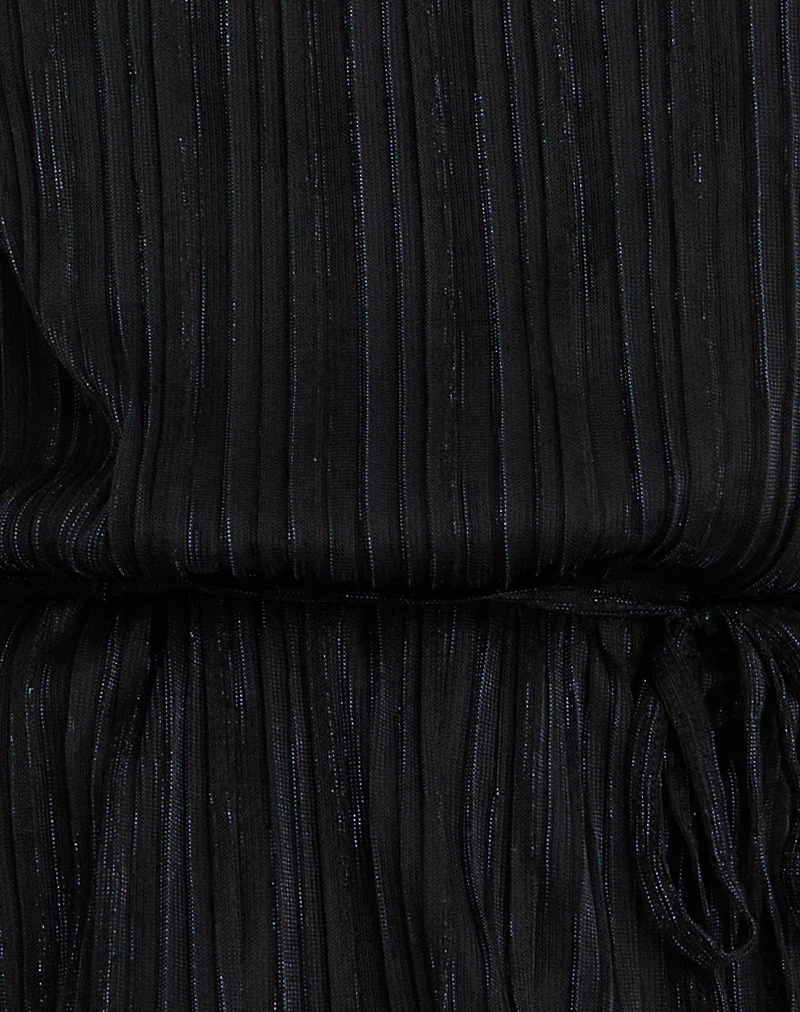 Brienne Top in Chiffon Plisse Black with Lining