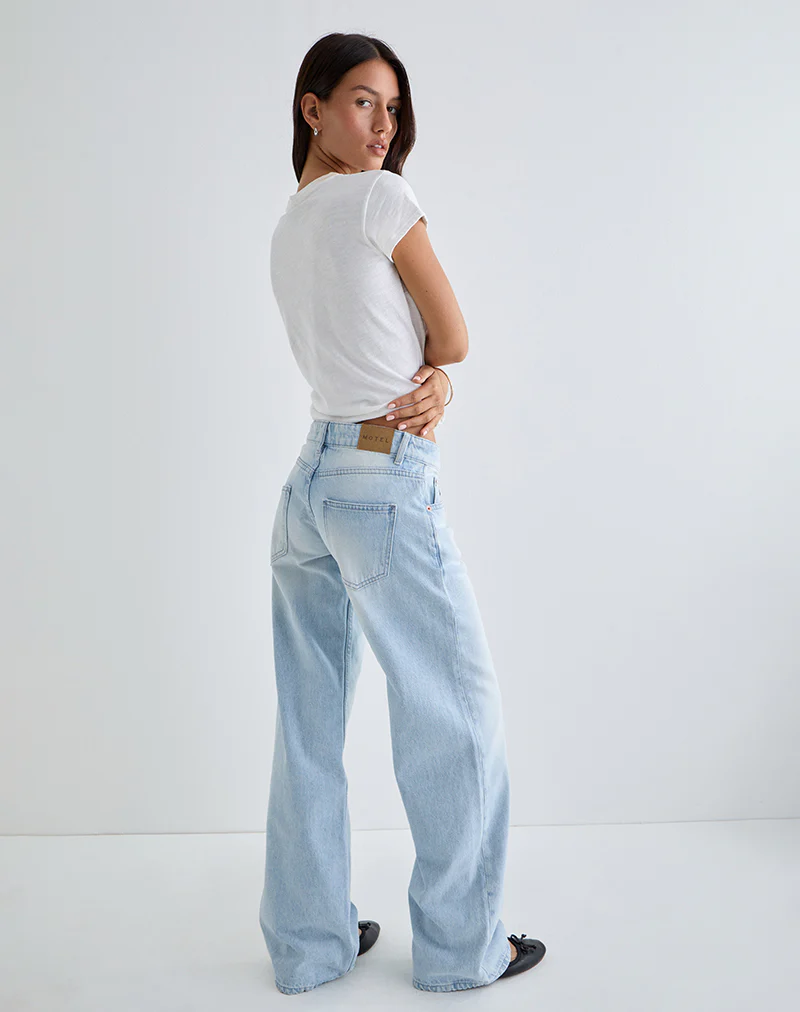 Low Rise Parallel Jeans in Icy Blue
