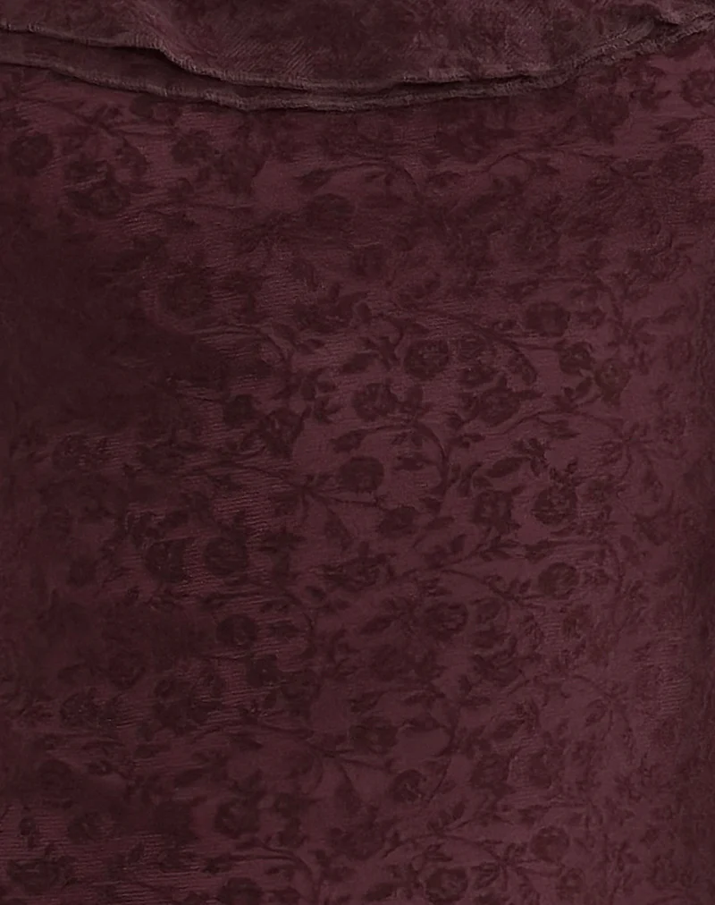 Rolita Mini Dress in Ditsy Flock Burnt Maroon