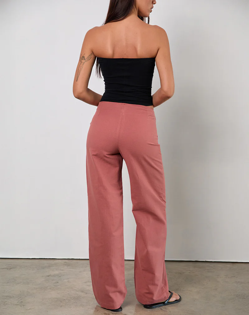 Cursa Trouser with Belt in Linen Tuscan Red