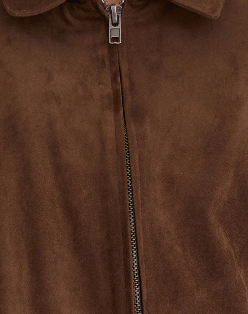 Cavita Jacket in Faux Suede Brown