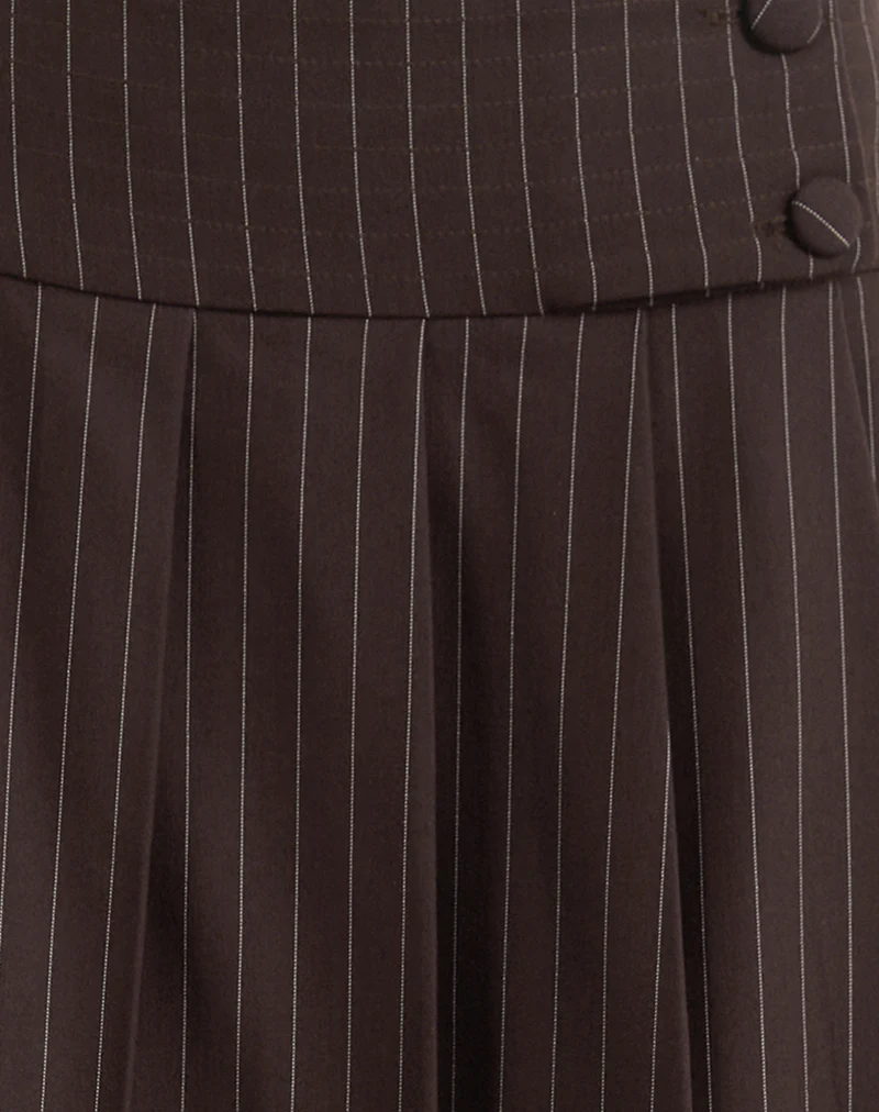 Tisrah Skirt in Dark Brown Pinstripe