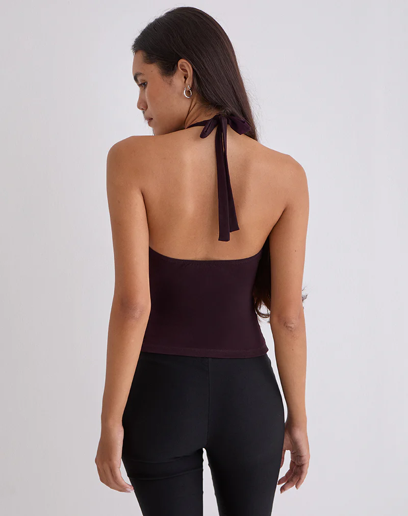 Gretita High Neck Top in Jersey Redwood