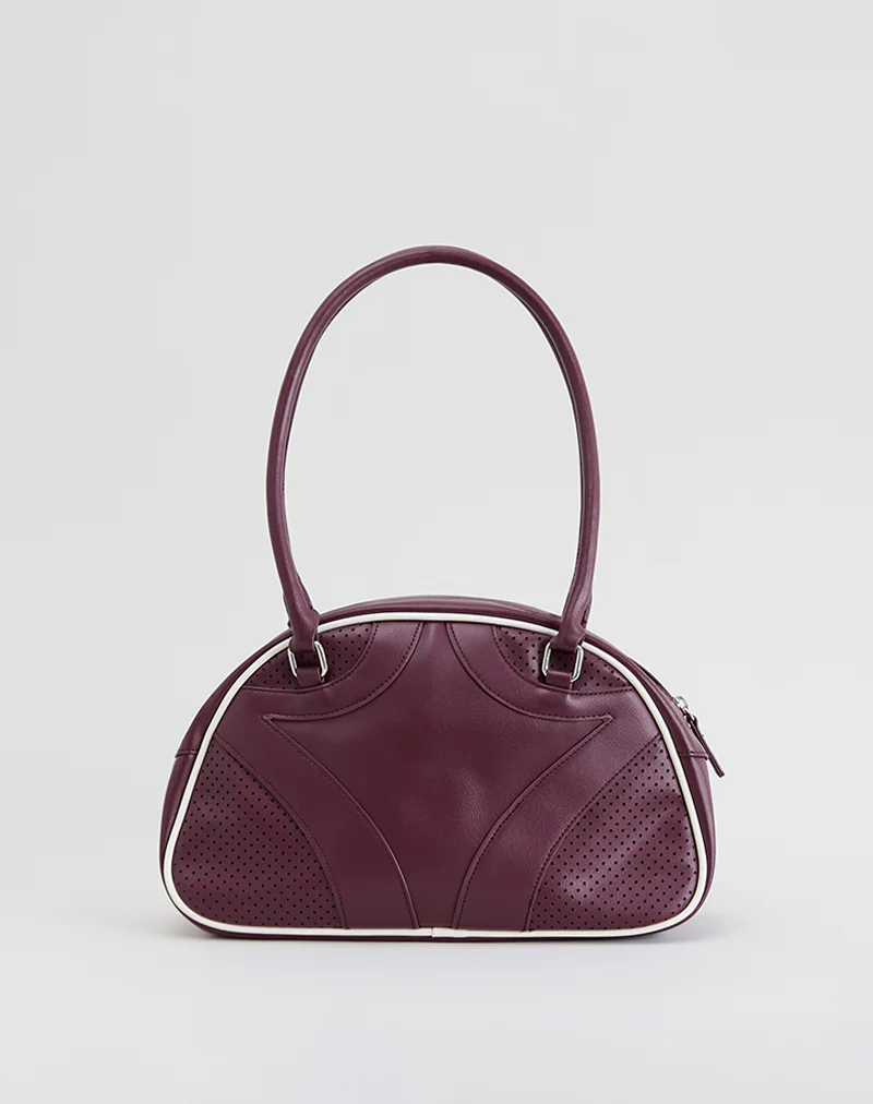 Bowler Bag in Cream and Burgundy