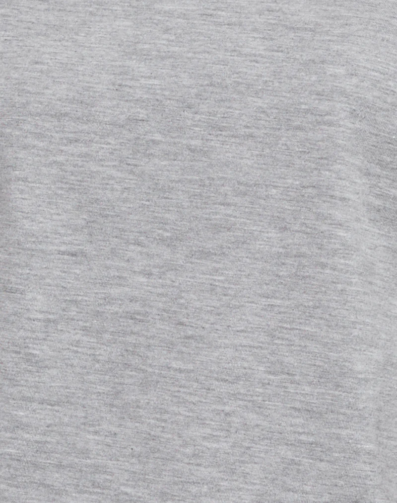 Balia Asymmetric Short Sleeve Basic Top in Grey Marl