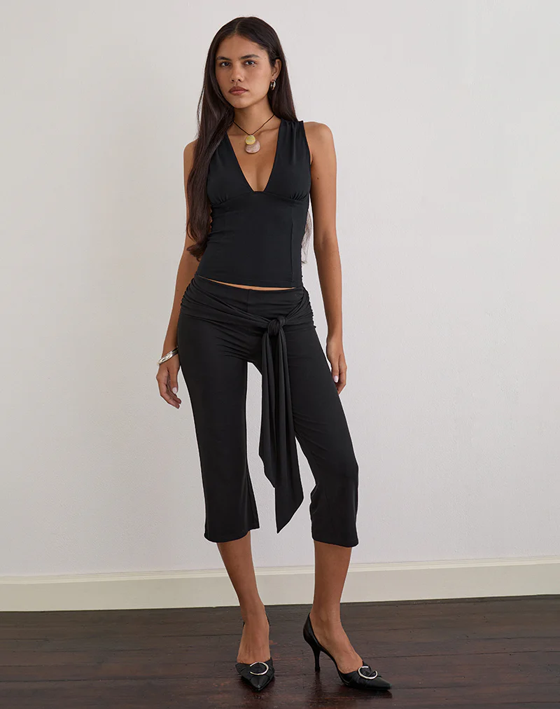 Lynod Plunge Top in Rayon Black