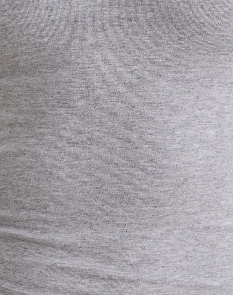 Myoga Studded Scoop Long Sleeve Top in Grey Marl