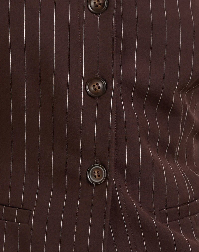 Ganita Vest in Dark Brown Pinstripe