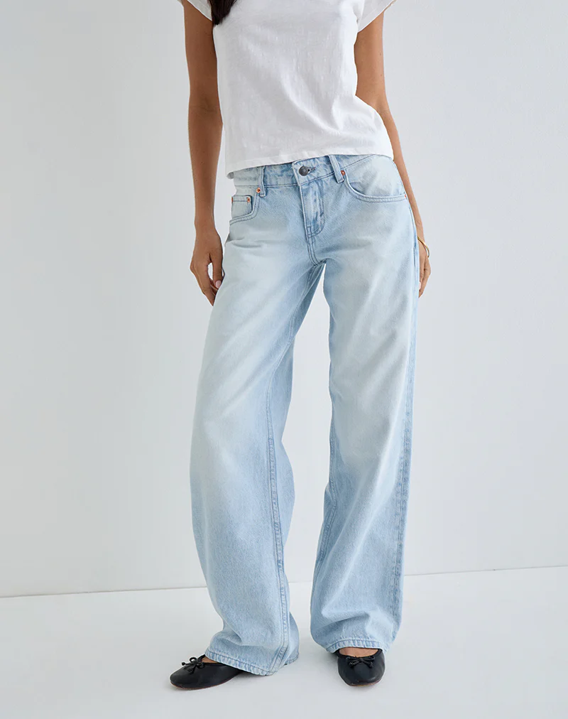 Low Rise Parallel Jeans in Icy Blue