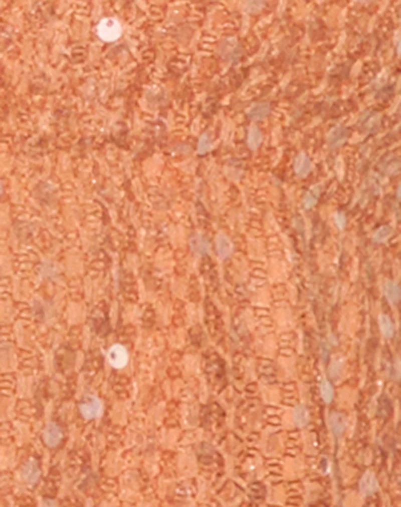 Ryoma Halterneck Top in Sequin Knit Orange