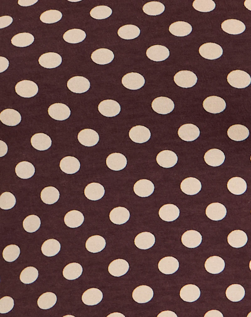 Rumini Long Sleeve Top in Brown with Small Polka Cream