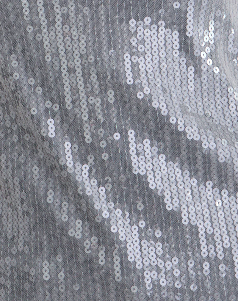 Damske Vest Top in Clear Tinted Sequin Grey