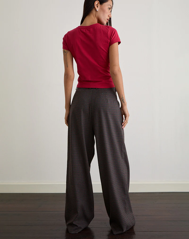 Nala Trouser in Heavy Woven Check Blue and Red