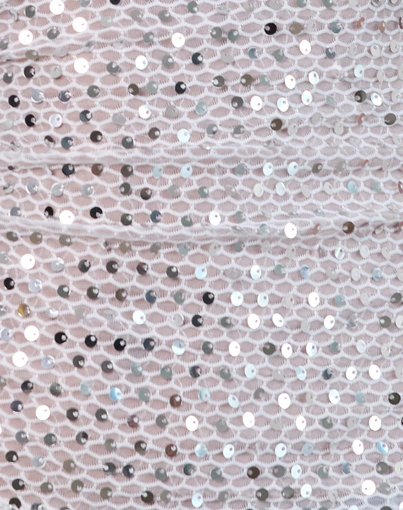 Dudley Vest Top in Sequin Knit Silver