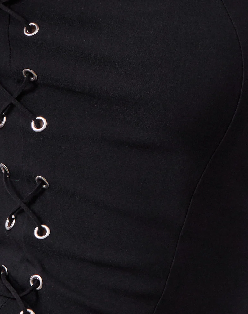 Avira Lace Up Bandeau Top in Tailoring Black