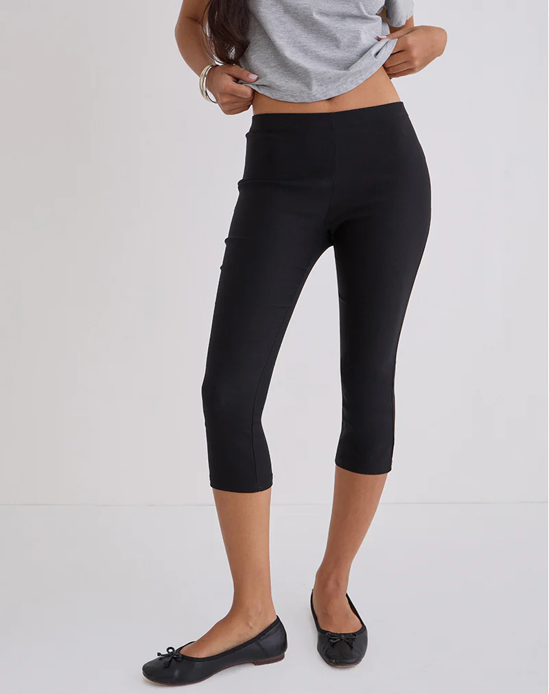 Asla Cropped Capri Trouser in Stretch Tailoring Black