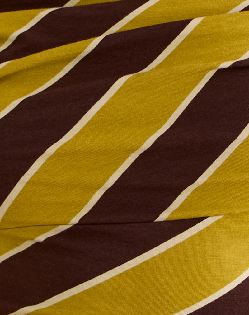 Maurisia Off Shoulder Top in Retro Stripe Yellow