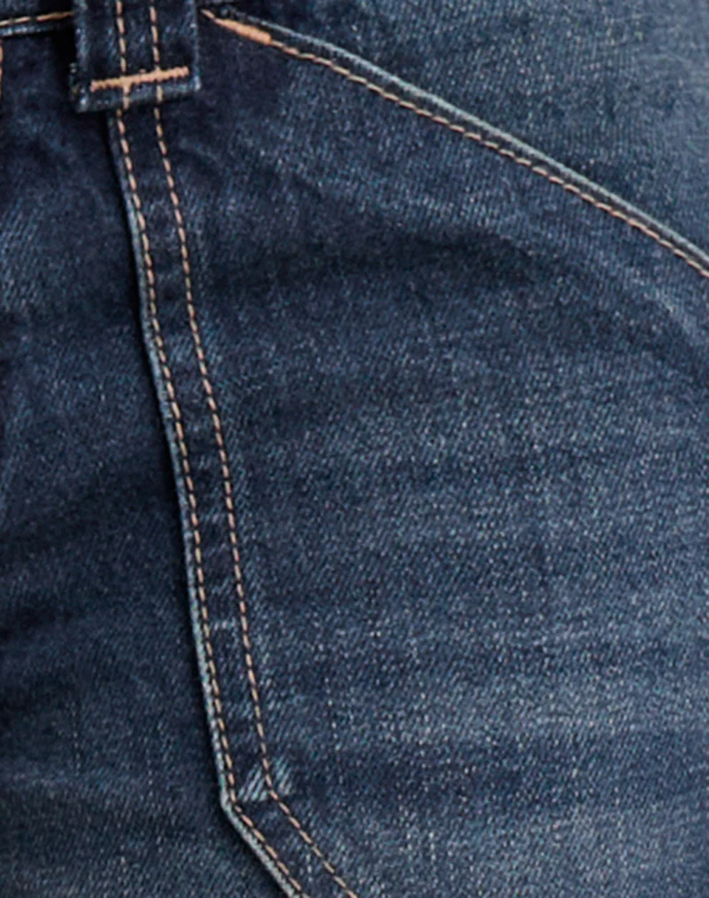 Low Rise Relaxed Cargo Jeans in Mid Blue Tint