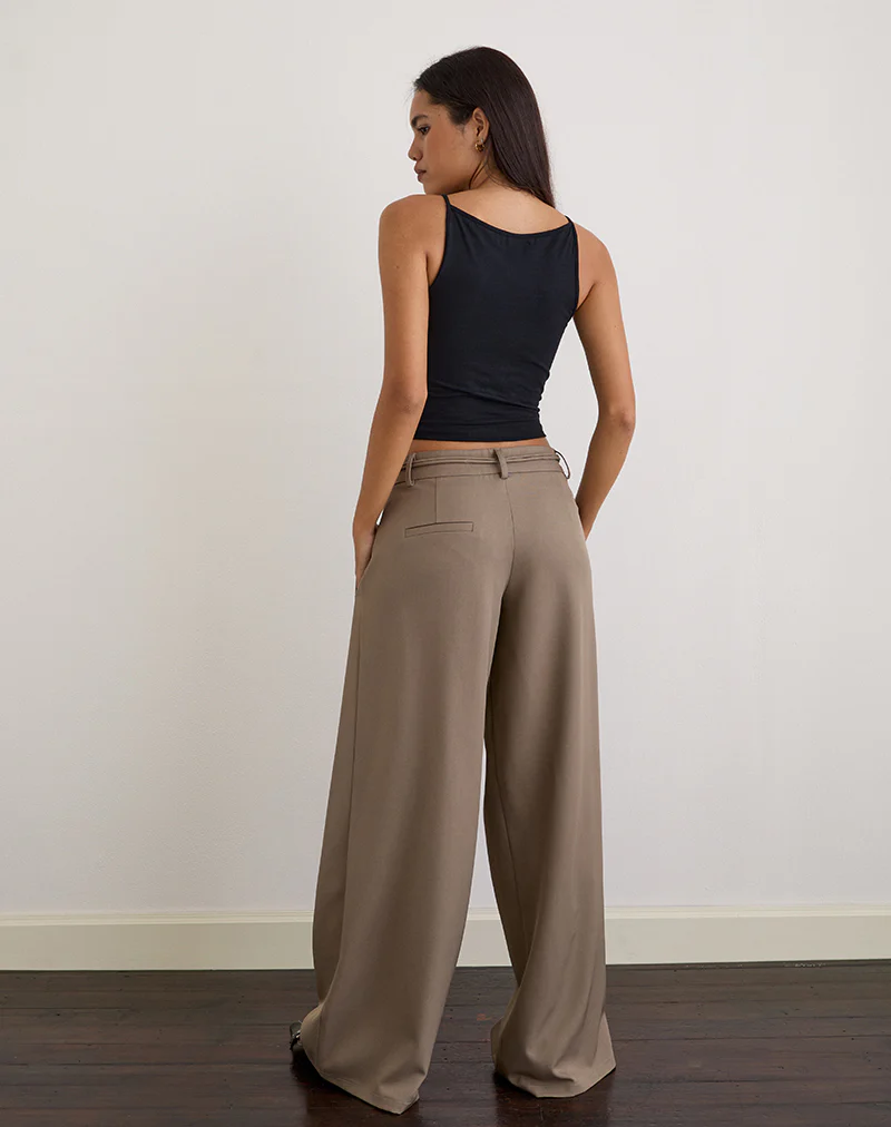 Rivela Tie Waist Trouser in Taupe