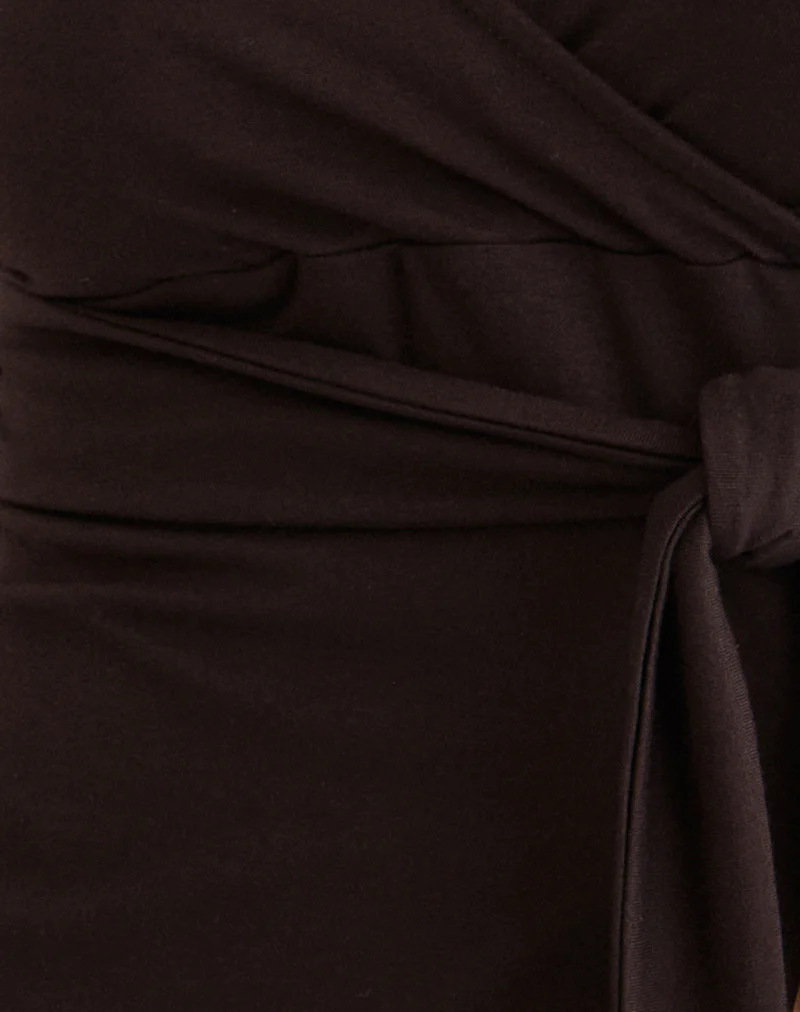 Lamae Wrap Top in Bitter Chocolate