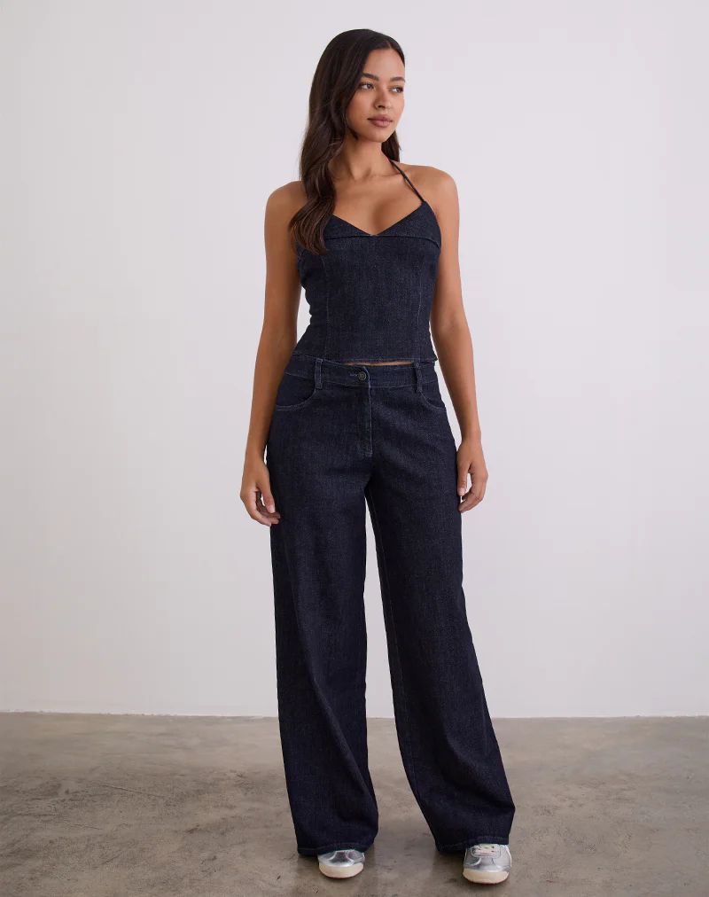 Caira Chambray Halter Top in Indigo