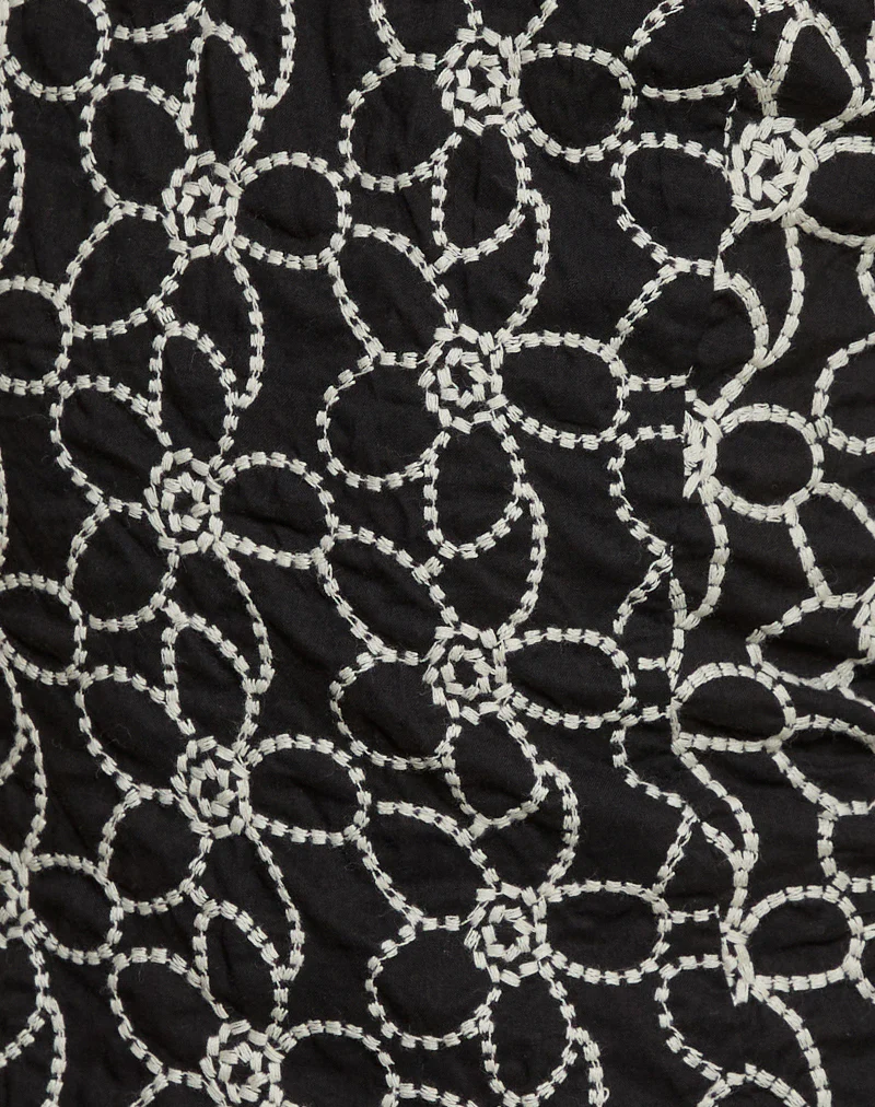 Florina Cami Top in Embroidery Flower Black