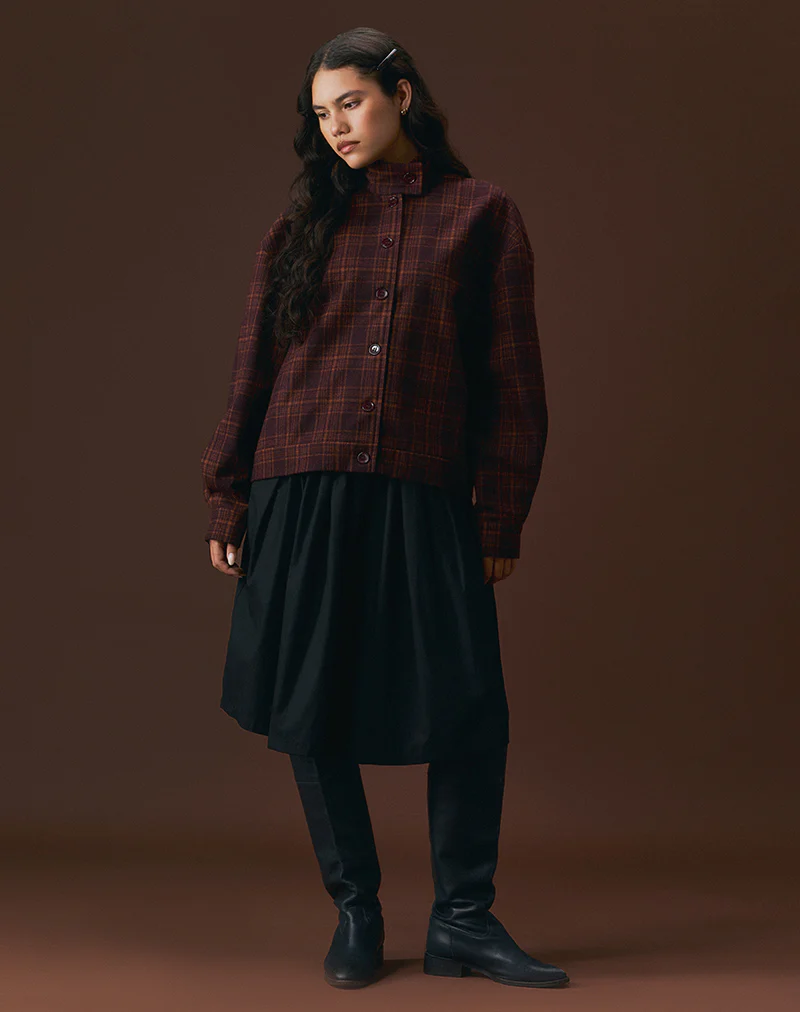 Lastika Jacket in Check Dark Burgundy