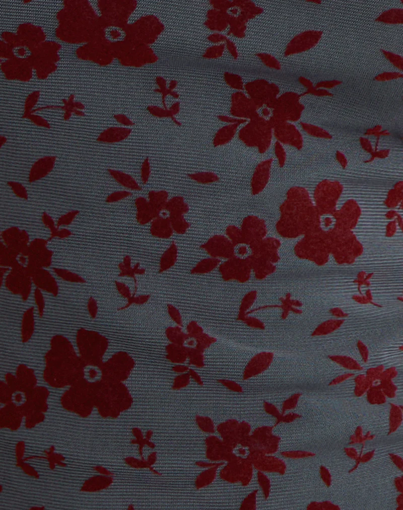 Arira Halter Top in Garden Floral Blue Grey