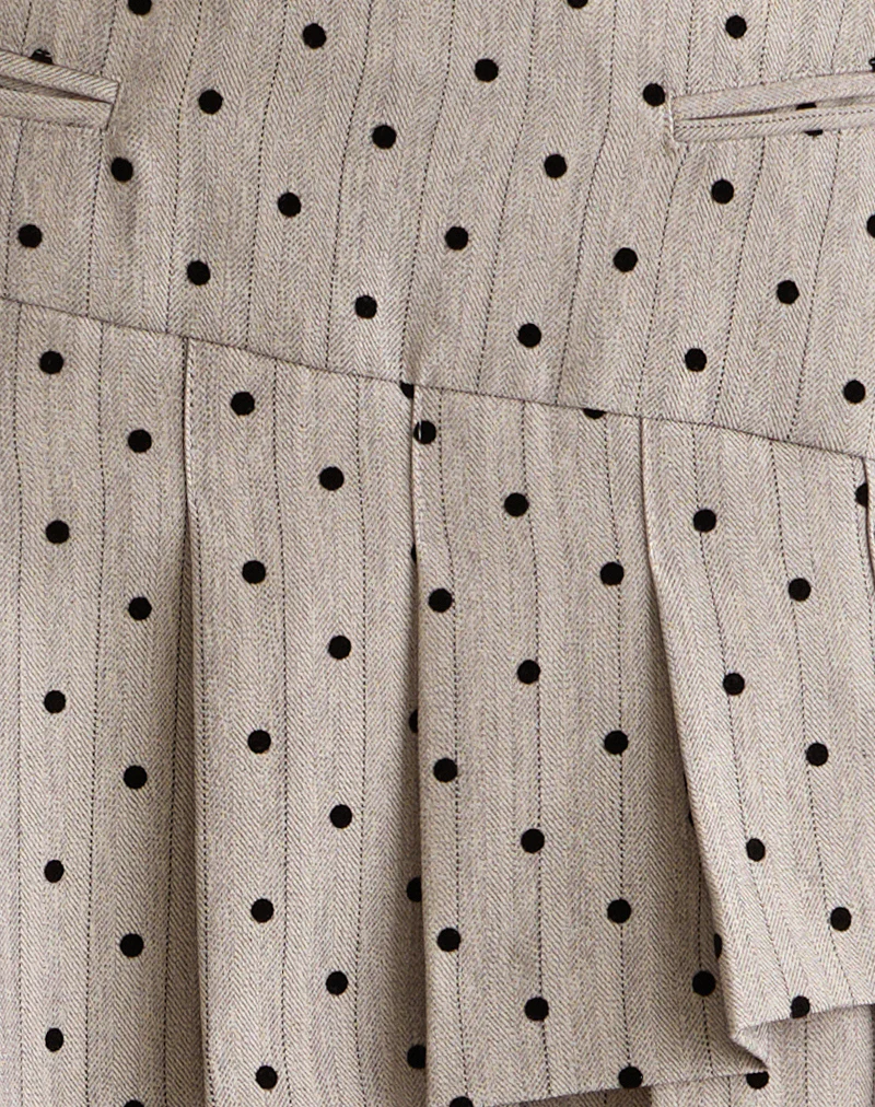 Tarja Mini Skirt in Beige with Polka Pinstripe