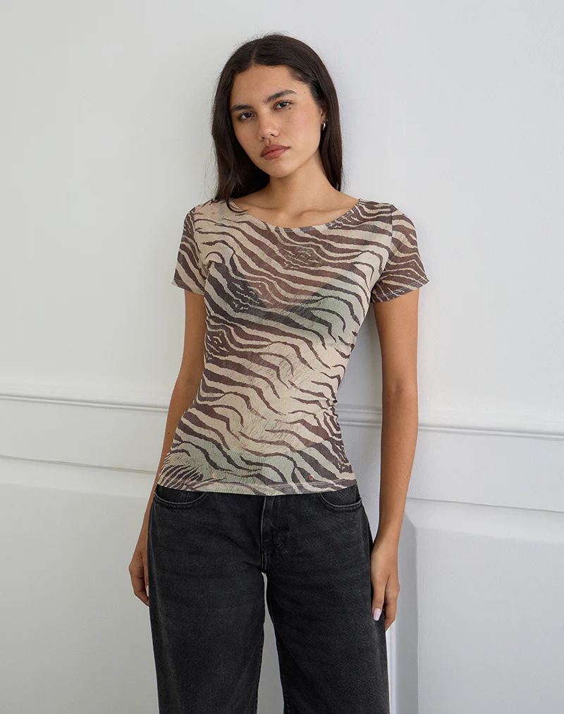 Neko Top in Mesh Wild Animal Neutral