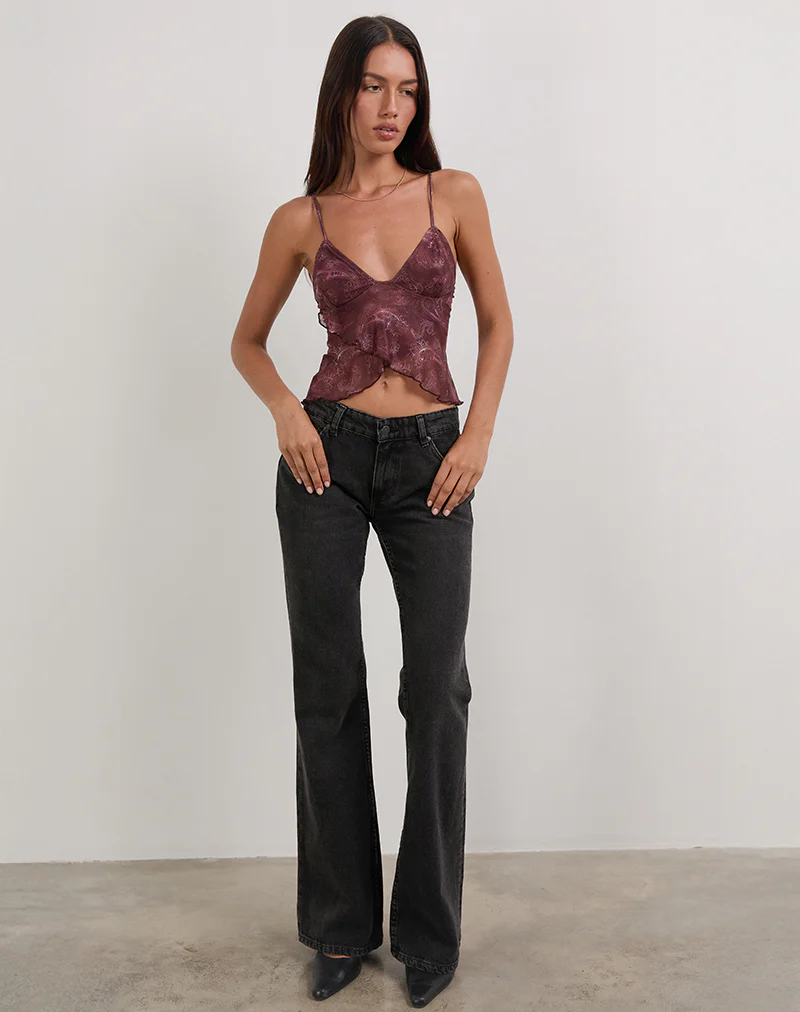 Cojira Top in Mesh Tonal Paisley Plum