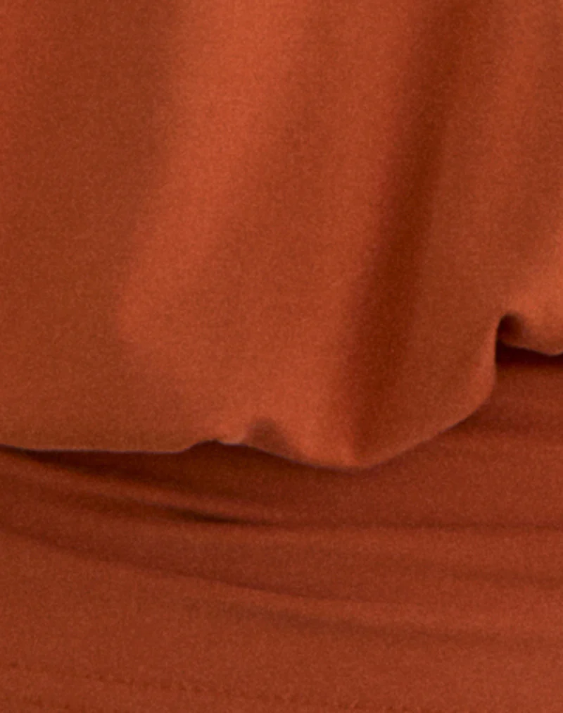 Karise Plunge Top in Cupro Burnt Orange